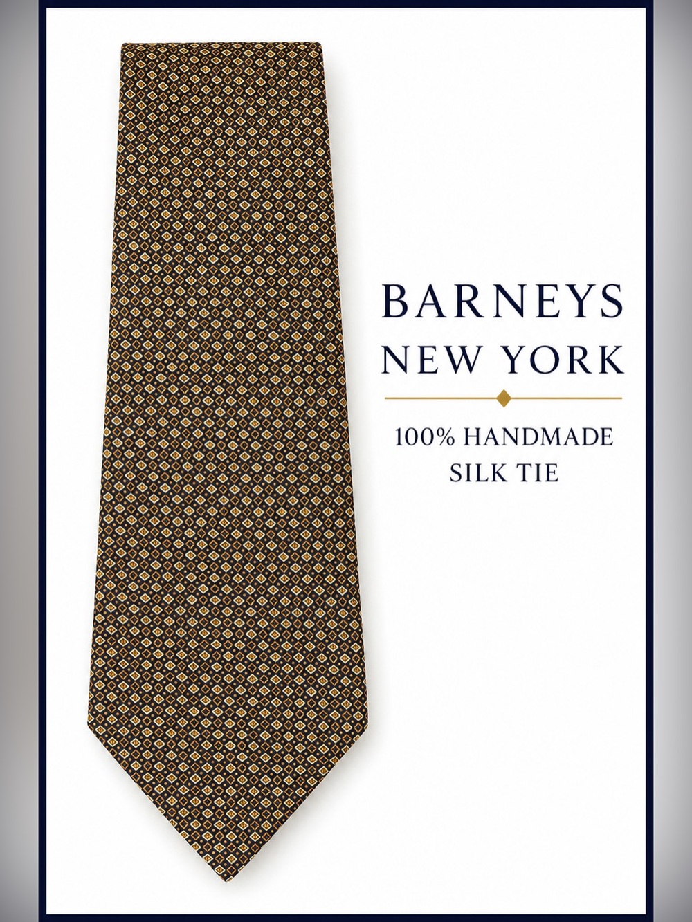 Barneys New York 100% Handmade Silk Tie | 3.75” Wide | Classic Designer Necktie